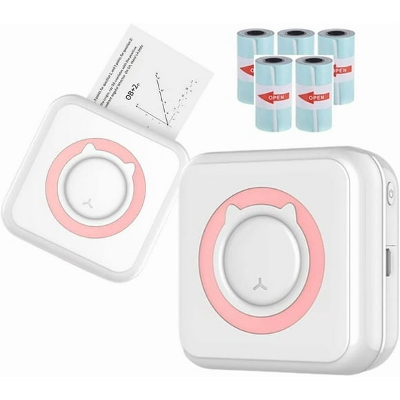 2023 InstaProud Portable Sticker Printer, Bluetooth Thermal Printer, Pink with 5 Sticker Rolls