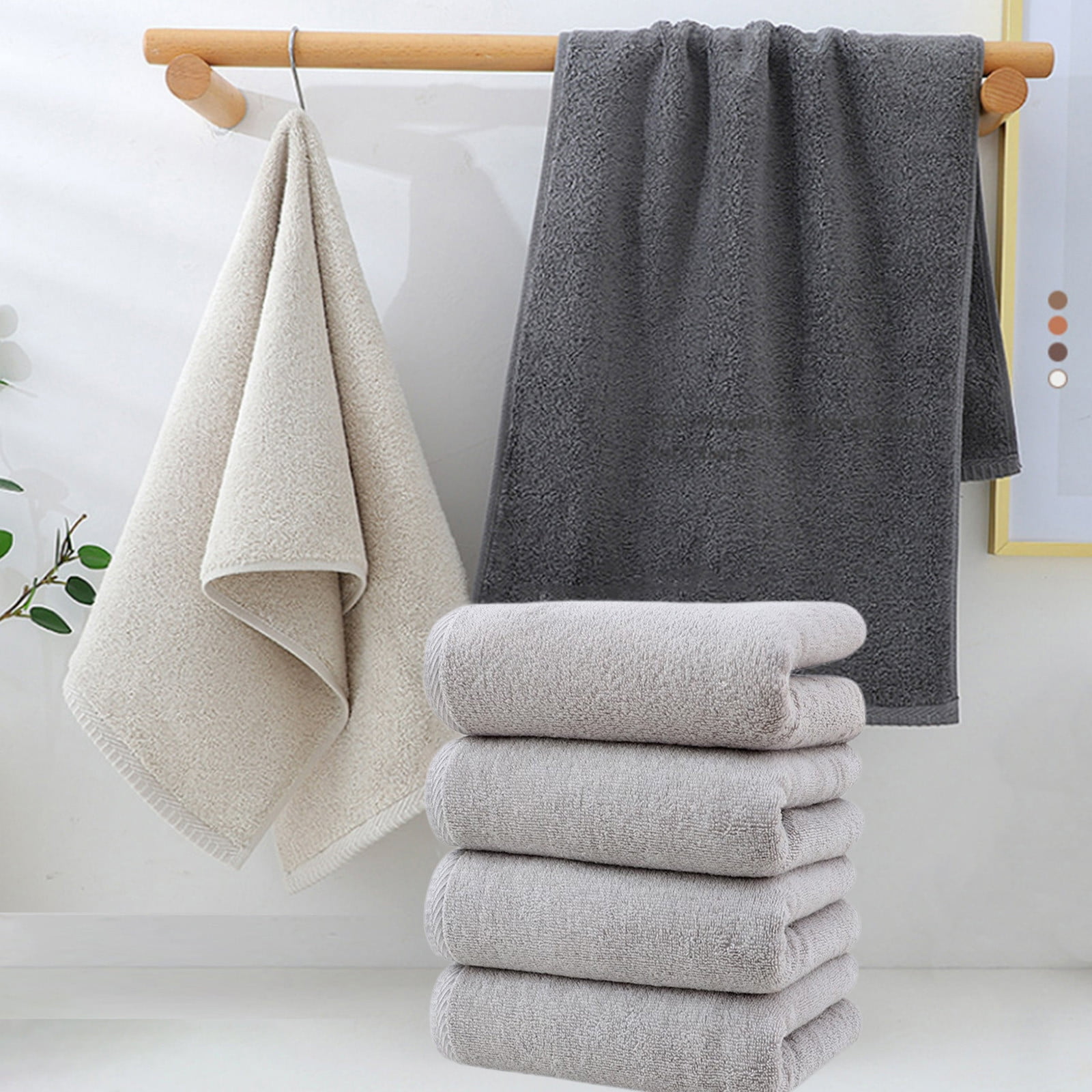 JeashCHAT 4 Pcs Hand Towels Set, Cotton Hand Towel Face Towel Washcloth, Super Soft Highly Absorbent Quick Dry Towels for Bathroom Gym Shower Hotel, 13.8"x30.7", Gray