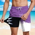 thumbnail image 4 of Iyufng Mens Double Layer Lining Shorts Summer Fashion Printed Beach Shorts with Pockets , Elastic Waistband, Drawstring, 4 of 8