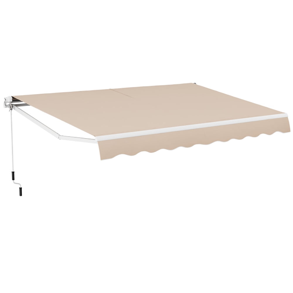 Barara King Sunshade Shelter, Outdoor Window Door Awning Deck Canopy,13 × 8 Feet Retractable Patio Awning Aluminum Deck Sunshade-Beige