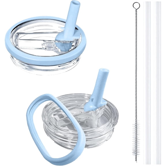 2 Pack Stanley 40 oz Flip Straw Lid, with Leak Proof Lid, Stanley Cup Accessories, Stanley Lids Replacement for Stanley Quencher H2.0 40 oz Tumbler (Only), BPA Free (Light Blue)