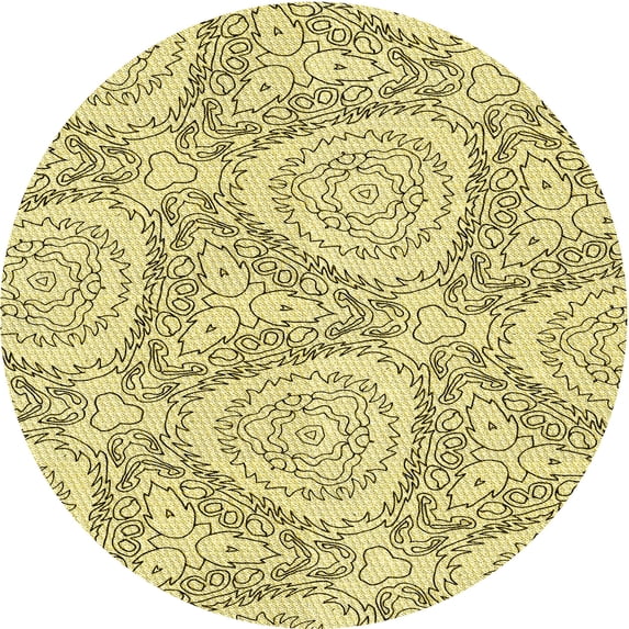 Ahgly Company Machine Washable Indoor Round Transitional Sun Yellow Area Rugs, 7' Round