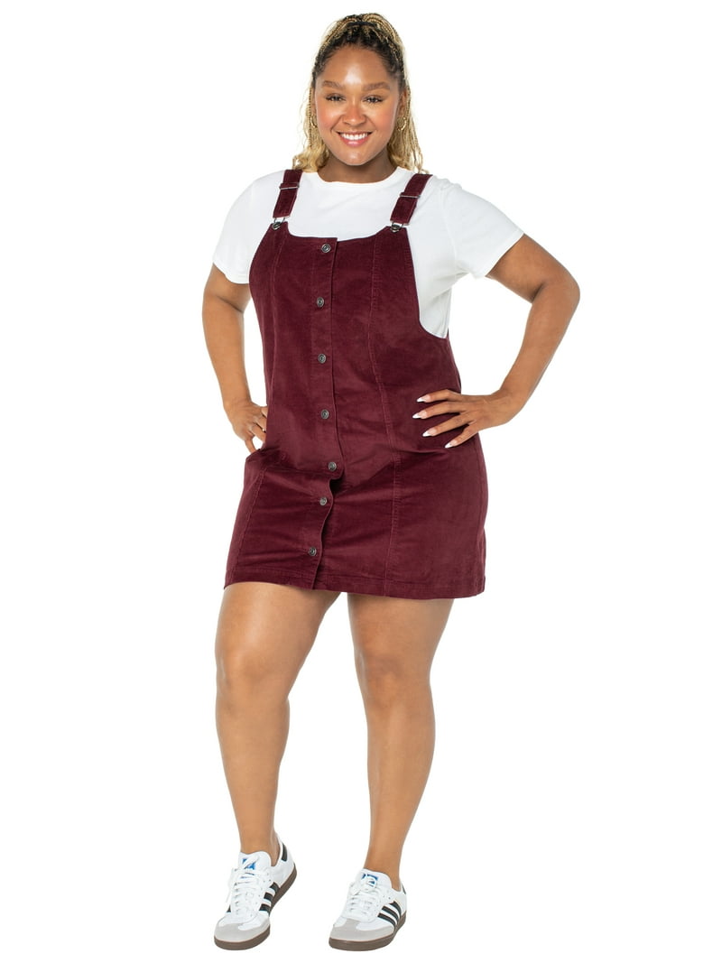 Celebrity Pink Corduroy Pinafore Dress, Mini Length - Walmart.com