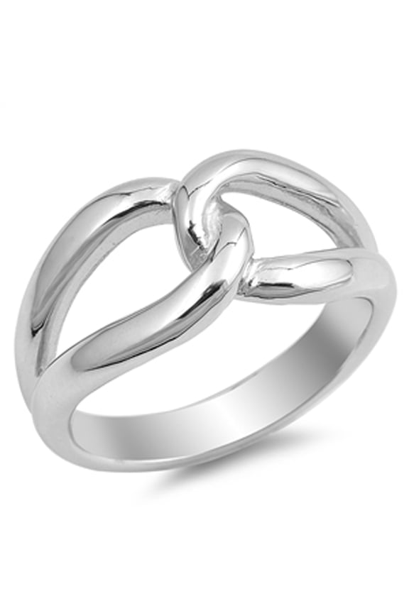 Criss Cross Infinity Knot Link Friendship Ring Sterling Silver Band Size 5