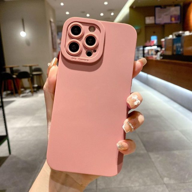 Funda de teléfono de silicona líquida mate para iPhone 13, 12, 11 Pro Max, Mini, 14, XR, XS Max, X, 8, 7, 6, 6S Plus, SE 2020, Portector de lente, cubierta suave