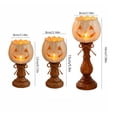 thumbnail image 5 of Rustic White Pumpkin Tealight Candle Holder Set, Farmhouse Jack O Lantern Tealight Candle Holders Decor with Wood Pedestal & Jute Bow, Fall Tables Centerpieces, 5 of 9