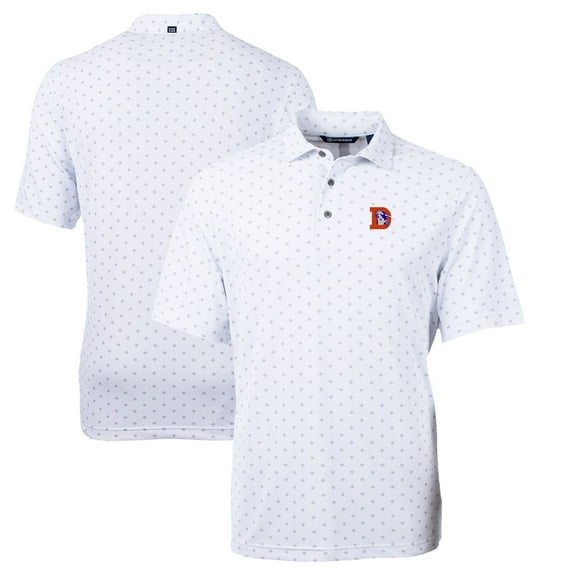 Men's Cutter & Buck White Denver Broncos Throwback Logo Virtue Eco Pique Tile Recycled Polo