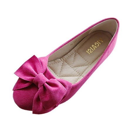 Women Singles Shoes Flat Women Flat Dress Shoes Bowknot Casual Shoes Women Flat Shoe Leather Shoe 9 Slip on Work Shoes