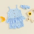 thumbnail image 4 of vdgthytj Baby Clothes Girl Newborn Infant Summer Outfit Floral Printed Ruffle Camisole and Shorts with Headband Set, 4 of 9