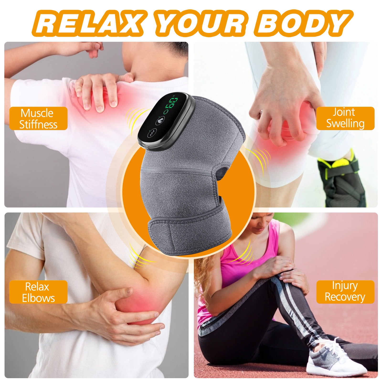 Heated Knee Massager,Shoulder Brace Wrap,Knee Heating Pad with Vibration, 3 Adjustable Eletric Knee Brace Wrap for Stress Relief 1 Pcs