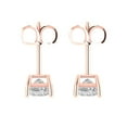 thumbnail image 4 of 1.5 Ct Princess Cut Studs White Sapphire 14K Rose Solid Solid Gold Everyday Dainty Earrings Push Back, 4 of 7