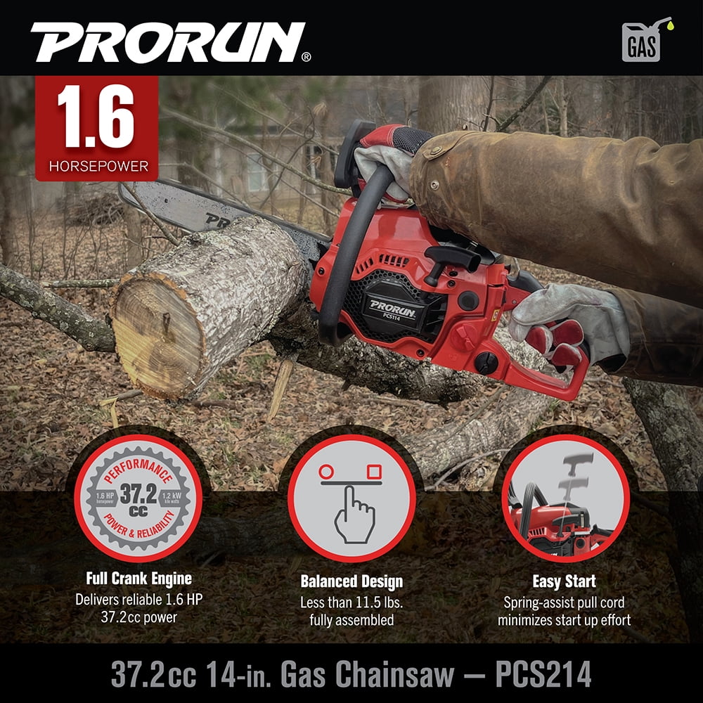PRORUN 14-in. 37.2cc 2-Cycle Gas-Powered Chainsaw