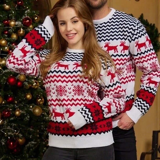 2023 New Arrivals Women Men Couples Matching Clothes Warm Thicken Sweaters Christmas Jumpers Knitwear Xmas Family Look Outfits