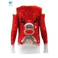 thumbnail image 4 of Deago Women's Christmas Off Shoulder Tops Xmas Elk Print Long Sleeve T-Shirts Casual Loose Sexy V Neck Tunic Blouses (Red, 2XL), 4 of 9