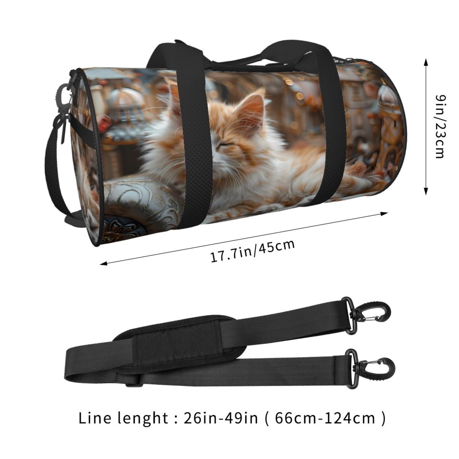 Vsdgher Serene Kitten Kingdom 45L Foldable Duffel Bag, Sports Gym Bag,Overnight Bag, Portable Weekender Bag for Airplanes