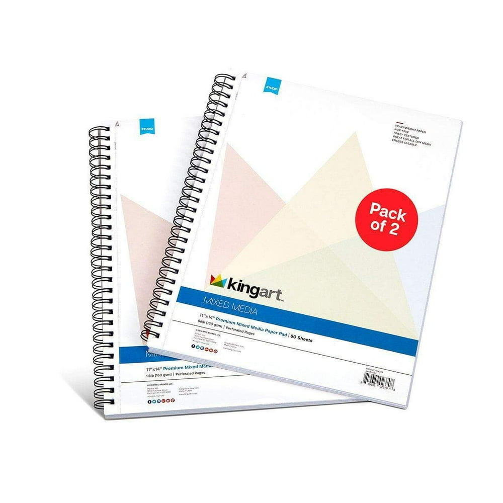 KINGART® Mixed Media Paper 2Pack, Heavyweight, Perforated, 11 X 14