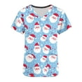 thumbnail image 5 of Xfvqtps Christmas Scrub Tops for Women Soft V-Neck Scrubs Comfortable Nursing Uniforms Christmas Printed Short Sleeve Top Protective Clothing Working Uniforms with Pockets Red, 5 of 5