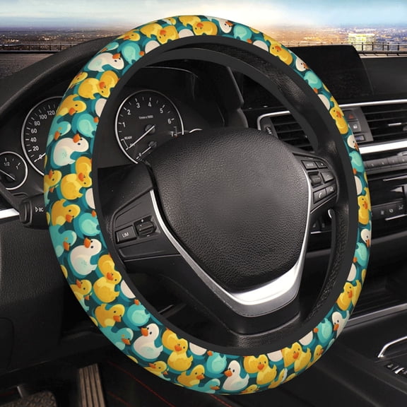 Steering Wheel Cover Anti-Slip Elastic Car Protective Universal 15 Inch Fit for Vehicles Auto SUVs , Rubber Duck Colorful Cartoon