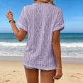 thumbnail image 4 of ClodeEU Women's V Neck Short Sleeve Blouse, Casual Solid Color Loose Fit Button Top Purple,Women's Plus L, 4 of 8