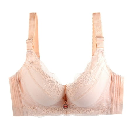 BUYHO Women s Solid Lace Sexy Bra Gathered Cute With Steel Ring Underwear Back Buckle Women Push Up Bra Plus Size Floral Lace Underwire Soft Everyday Bras Widen Band(Complexion 40)