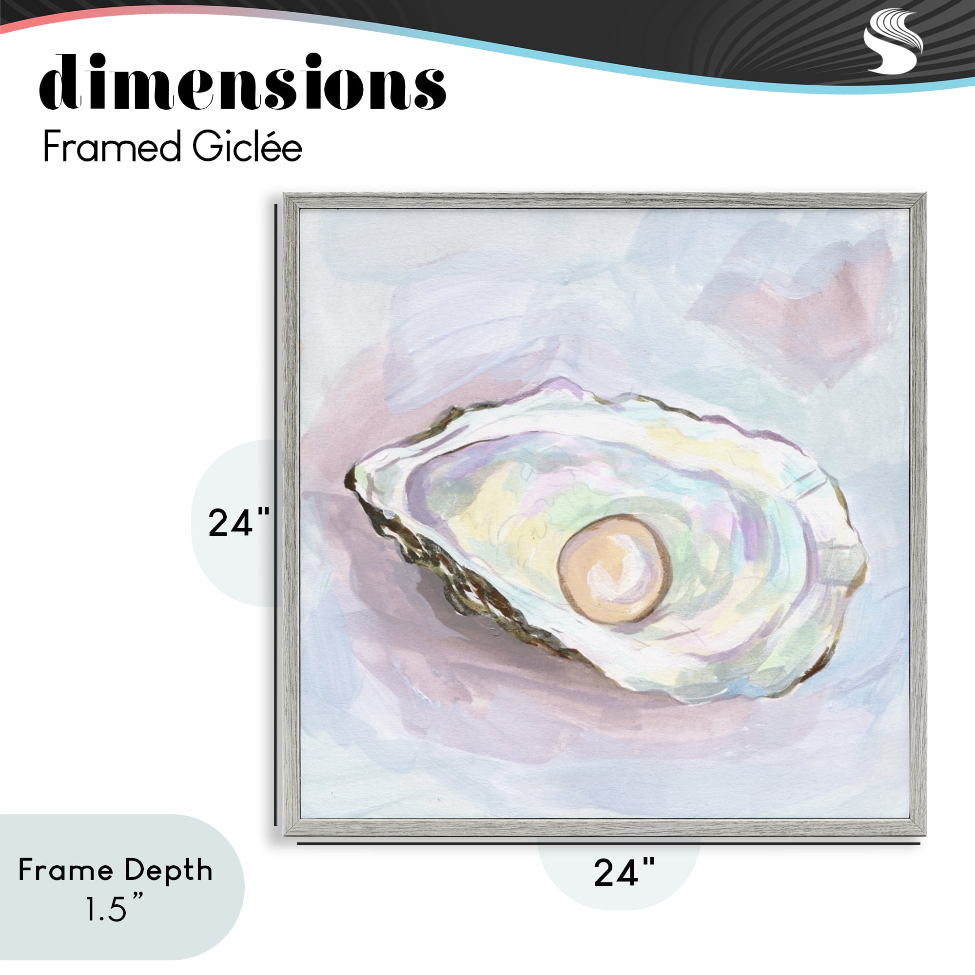 Stupell Industries Silent Opal Oyster Gray Framed Giclee Art, design by Melissa Wang