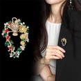 thumbnail image 2 of Rhinestone Christmas Wreath Brooch Pin for Women Gold-Toned Fashion Crystal Red Green Flower Basket Brooches Lapel Pins Trendy Suit Collar Dress Accessories Xmas Jewelry for Winter Holiday, 2 of 6