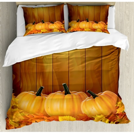 Harvest Duvet Cover Set Squash Vegetables Pumpkins And Wooden