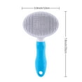 thumbnail image 2 of Self-cleaning cat brush, deshedding tool for pets. Safe grooming massager removes undercoat, stainless steel bristles. One-click clean, ergonomic handle for dogs/cats/rabbits. Blue, 2 of 2