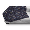 thumbnail image 3 of Alien Soft Flannel Fleece Throw Blanket, Composition of Stars Rockets Planets in Soft Tones, Cozy Plush for Indoor and Outdoor Use, 50" x 70", Multicolor, by Ambesonne, 3 of 6