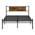 thumbnail image 6 of Black+Brown Metal Bedframe with Wood Panel Headboard – Modern Style & Comfort for Your Bedroom, 6 of 12