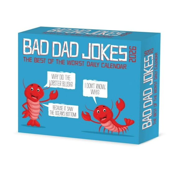 Willow Creek Press, Bad Dad Jokes 2026 Desk Calendar, 6.18'' X 5.43'', Daily Calendar with Adhesive Binding