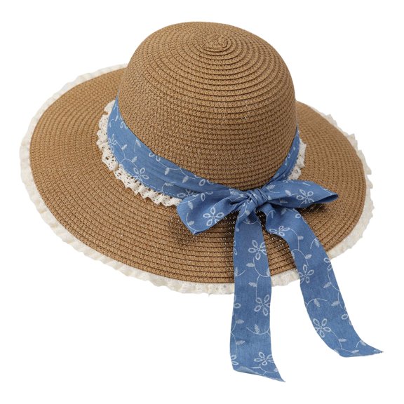Straw Sun Hats for Women Wide Brim Bow Sun Hat for Beach Summer Travel Hat