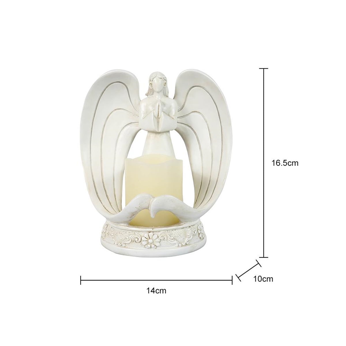 Kepooman Memorial Gift Angel Statue Small Candle Holder, Electronic Candle Led Light, White Kepooman Memorial Gift Angel Statue Small Candle Holder, Electronic Candle Led Light, White
