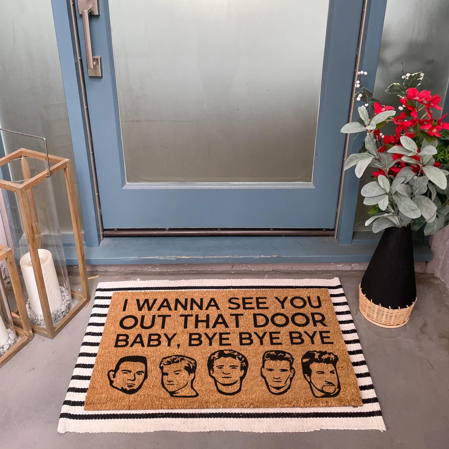 Funny Welcome Coir Doormat I Wanna See You Out That Door Doormat Welcome Front Porch Decor Doormat for The Entrance Way Personalized Rug Non Slip Outdoor Coir Doormat 23.6x15.7inch