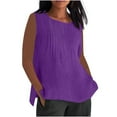thumbnail image 2 of Women's Sleeveless Pleated Blouse with Round Neck Loose Fit Summer Top, 2 of 5