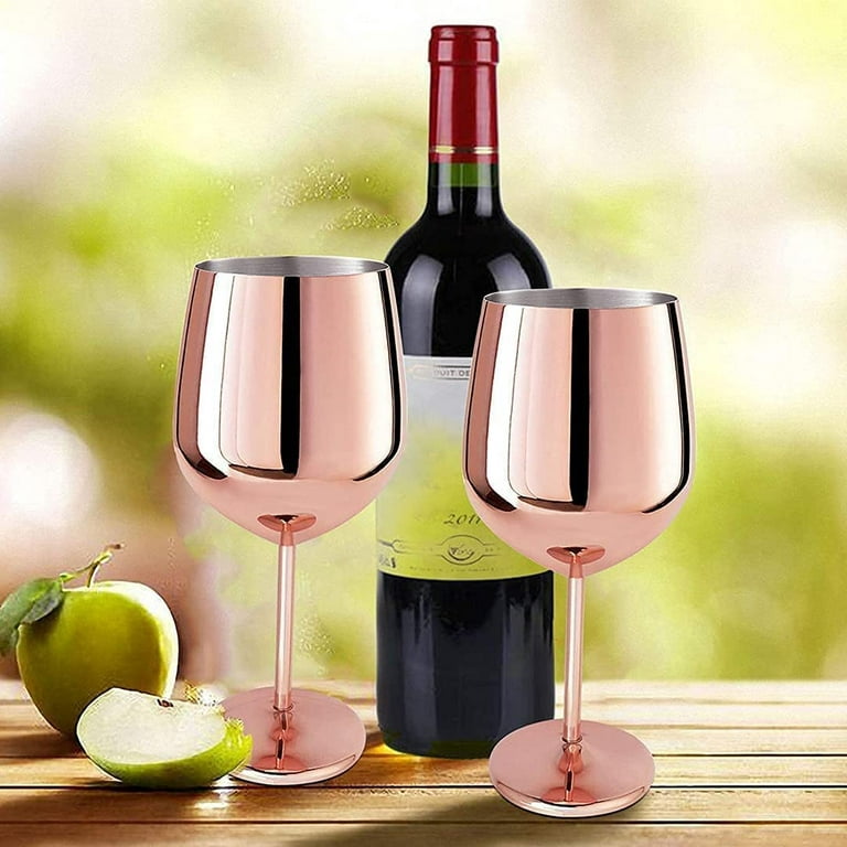 Stainless Steel Red Wine Glass Metal Stemmed Wine Glasses Shatter Proof  White Red Wine Cocktail Glasses Unbreakable BPA Free Goblets Juice Drink  Champagne Goblet Party Barware (2pcs Rose Gold) 
