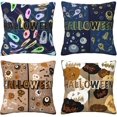 thumbnail image 1 of Set of 4 Halloween Ghost Eyeball Cushion Cover Home Decor Throw Pillow Cover 18" x 18" Sofa Cushion Cover Halloween Decoration Indoor Outdoor Decorati, 1 of 5