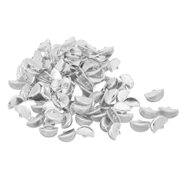 100 cierres de metal con extremos engarzados y plegables para hacer joyas. Plata