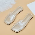 thumbnail image 5 of Summer Saving Clearance! Itsun Women's Slide Sandals Summer Flat Shoes Cross Over Wide Band Women's Sandals Open Toe Slippers Gold US Size 7, 5 of 5