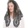 thumbnail image 1 of Triangular Mantilla Lace Head Covering Mass Catholic Church Veils, 1 of 6