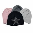 thumbnail image 2 of Gorro de punto para mujer de otoño e invierno, gorro con forma de estrella de cinco puntas y diamantes de imitación, gorro de lana cálido a prueba de frío y luna, gorro transpirable de doble capa, 2 of 5