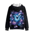 thumbnail image 5 of Uorisanigo Blue Butterfly Zip Up Hoodie Boys Girls Soft Plush Long Sleeve Hooded Sweatshirt Winter Jacket Pullover Tops with Pockets Kids Casual Coat Fall Outfits Trendy Clothes, 5 of 8