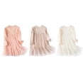thumbnail image 3 of Toddler Girls Solid Color Long Sleeves Mesh Dress Baby Girl Round Neck Casual Birthday Holiday Dress with Skirt 12M-7Years, 3 of 8