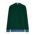 thumbnail image 5 of Ecqkame Shirts For Women Fashion Long Sleeve Denim Patchwork Tops Color Block Button Pullover Casual Loose Blouses Green M, 5 of 9