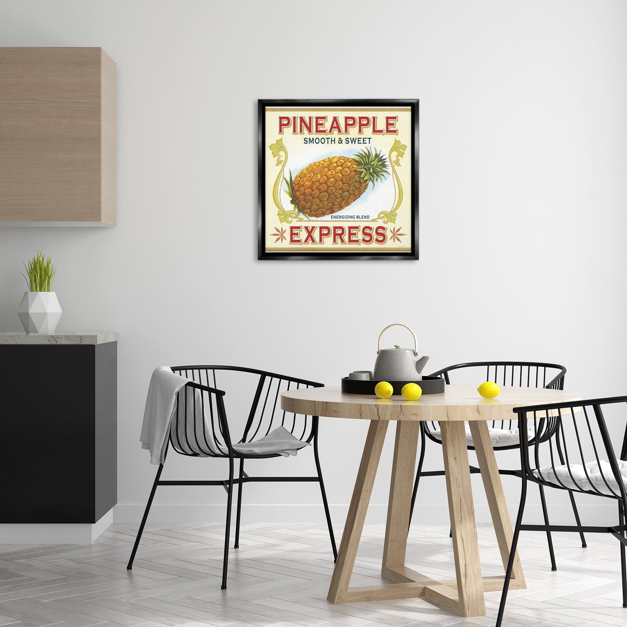 Stupell Industries Smooth & Sweet Pineapple Food & Beverage Painting Black Floater Framed Canvas Art Print Wall Art, 25 x 25