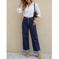 thumbnail image 5 of Merokeety Womens 2026 Mid Rise Button Fly Baggy Wide Leg Denim Jeans indigo 16, 5 of 5