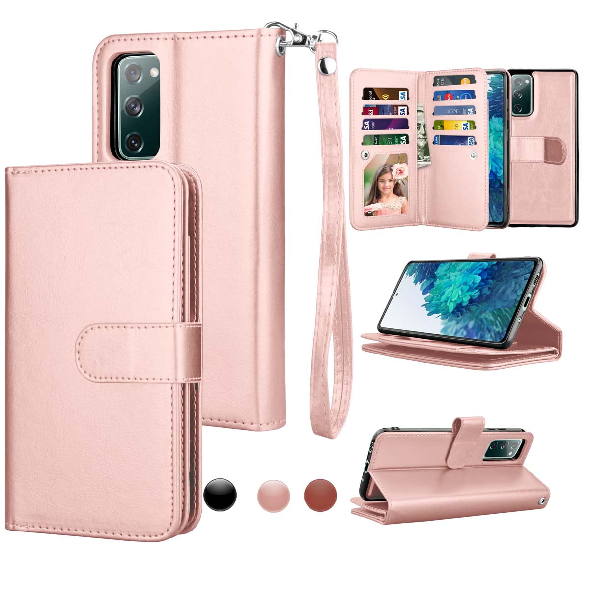 6.5" Galaxy S20 FE 5G Case, Samsung Galaxy S20 FE 5G Wallet Case, Njjex Luxury PU Leather 9 Card