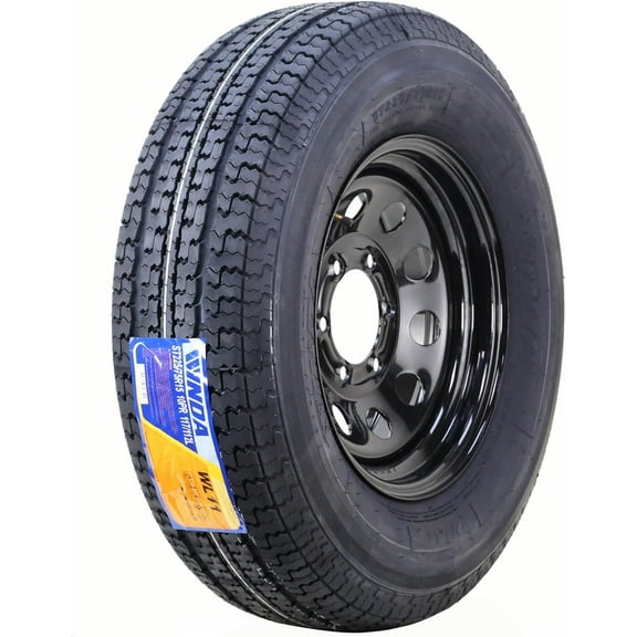 WINDA Trailer Tire Wheel Assembly ST225/75R15 10-Ply E 117L 6 Lug on 5.5" PCD Black Mod Rim