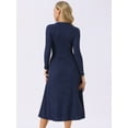 thumbnail image 5 of DARING DIVA Long Sleeve Crew Neck Knit A-Line Midi Dress XL Dark Blue, 5 of 7
