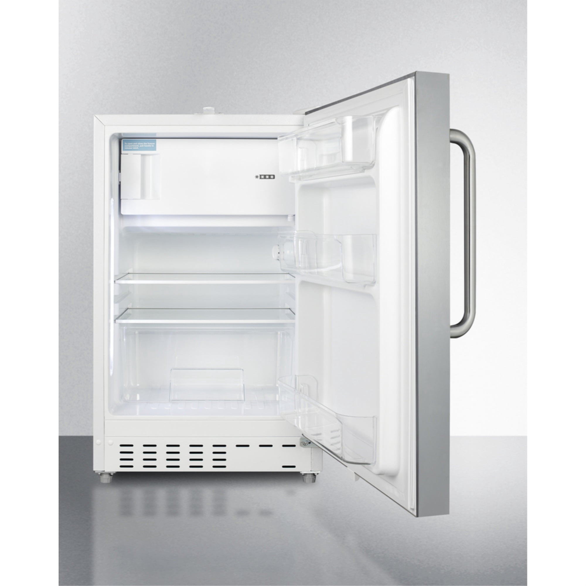 ADA compliant built-in or freestanding 20 Inches wide refrigerator-freezer for residential use with lock